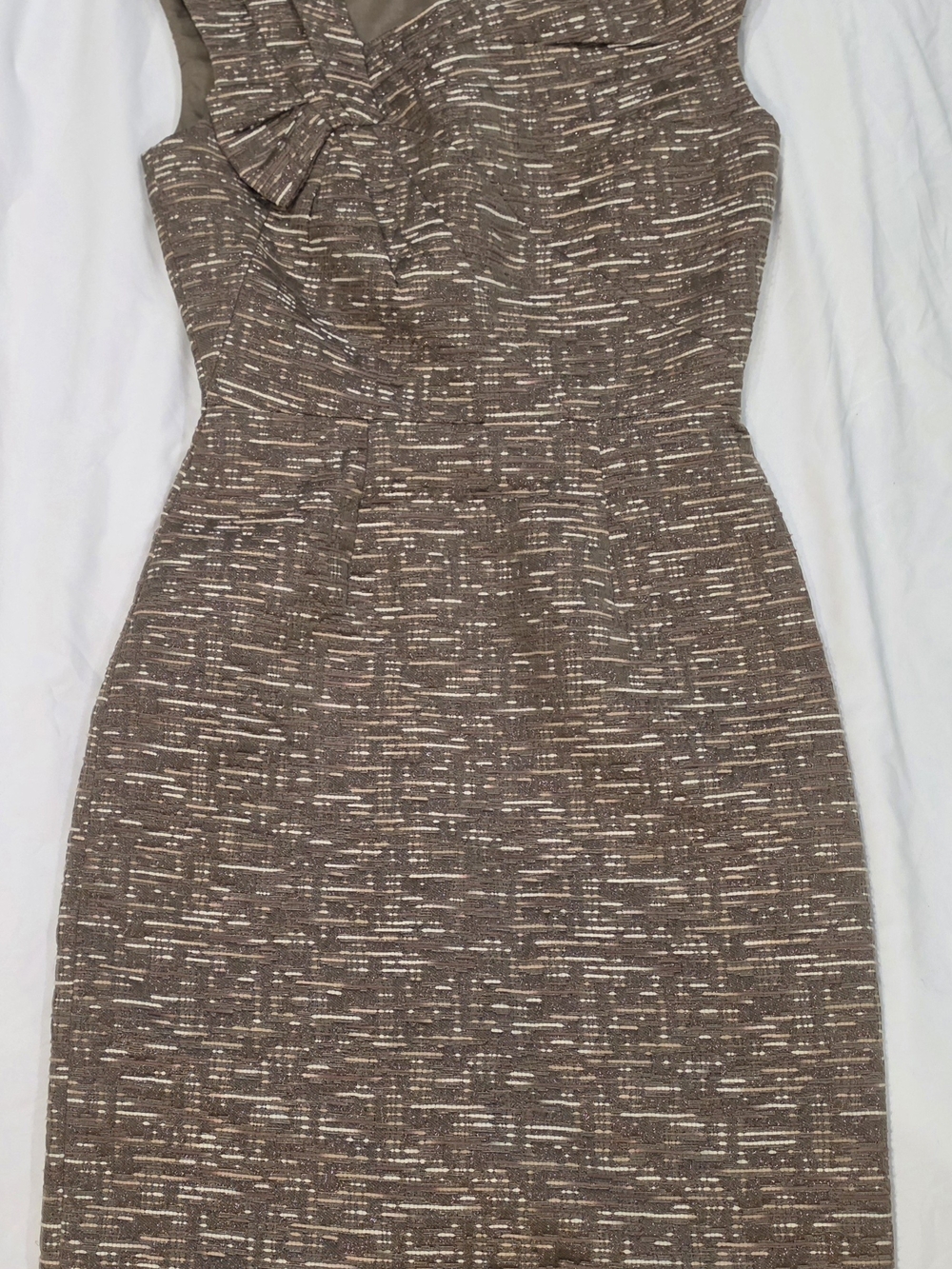 ANTONIO MELANI Brown Tweed Sheath Dress with Subtle Metallic Threading